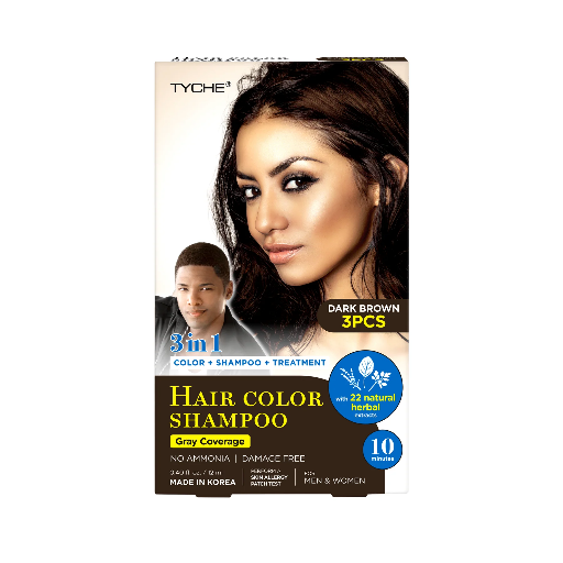 3IN I HAIR COLOR SHAMPOO-DARK BROWN