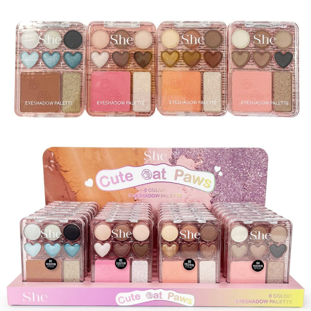 SHE CUTE CAT PAWS 8COLOR EYESHADOW PALETTE (w/ FREE TESTER)