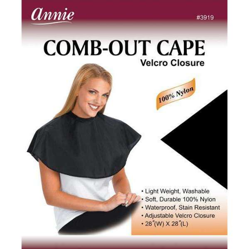 Annie-Comb-Out Cape 28In * 28In Black-Velcro Closure