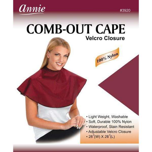 Annie Comb-Out Cape 28In * 28In Burgundy Velcro Closure