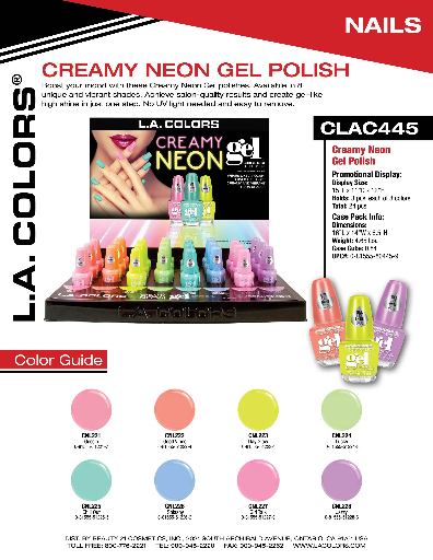 CLAC445 - LC CREAMY NEON GEL POLISH (24PCS) w/ DISPLAY