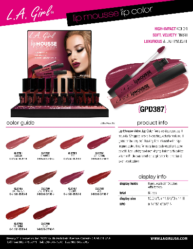 GPD387 - LG LIP MOUSSE VELVET LIP COLOR SET (60PCS) w/ DISPLAY