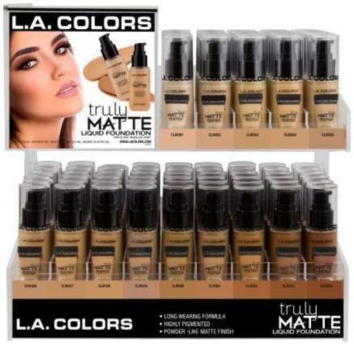 CAD93.1-LA COLOR TRULY MATTE FOUNDATION (9pcs/color,14colors,126PC) w/ ACRYLIC DISPLAY