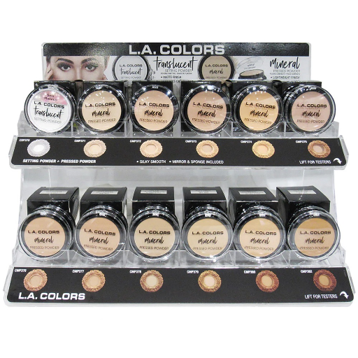 CAD96.1 - LA COLOR MINERAL PRESSED POWDER (108PCS) w/ ACRYLIC DISPLAY