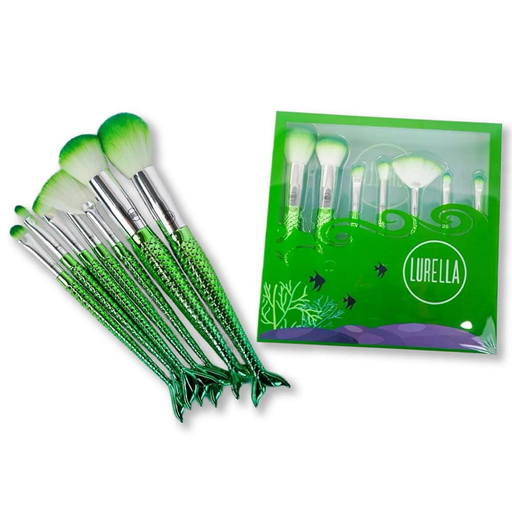 7PC MERMAID MAKEUP BRUSH SET GREEN