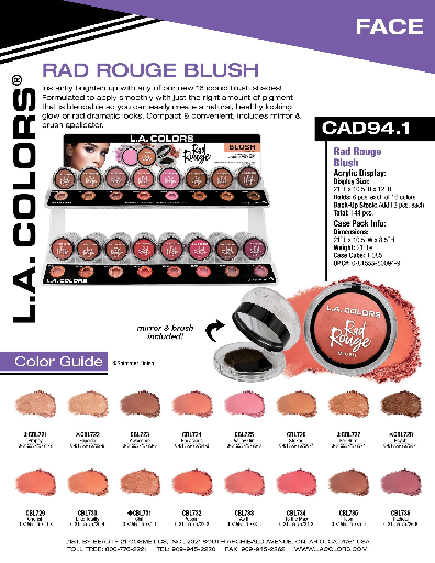 CAD94.1 - RAD ROUGE BLUSH (16COLOR, 9PCS/COLOR, 144PCS TOTAL) w/ ACRYLIC DISPLAY