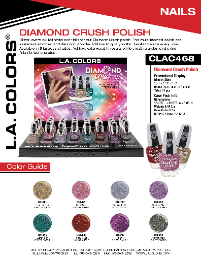 CLAC468 - LC DIAMOND CRUSH NAIL POLISH SET (24PCS) w/ DISPLAY