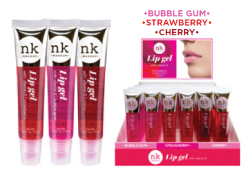 NK LIP GEL BUBBLE GUM-STRAWBERRY-CHERRY
