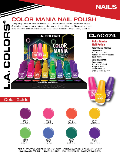 CLAC474 - LC COLOR MANIA NAIL POLISH (24PCS) w/ DISPLAY