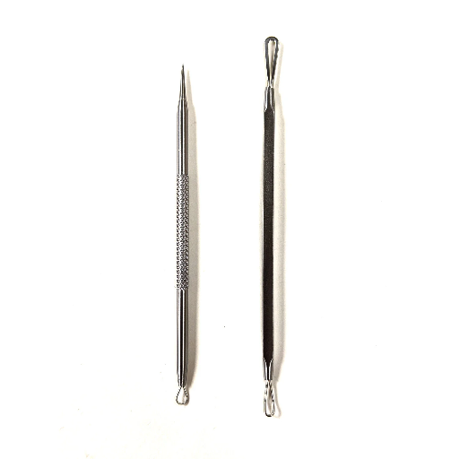 DUAL END ACNE EXTRACTOR TOOL SET-SILVER