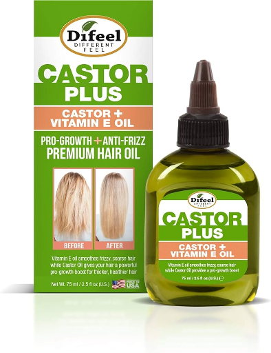 DIFEEL HAIR OIL 2.5OZ - CASTOR PLUS(CASTOR+VITAMIN E)