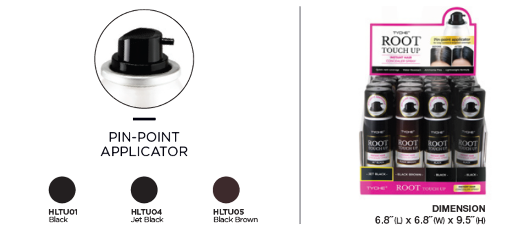 16PC TYCHE ROOT TOUCH UP INSTANT HAIR SPRAY-BLACK