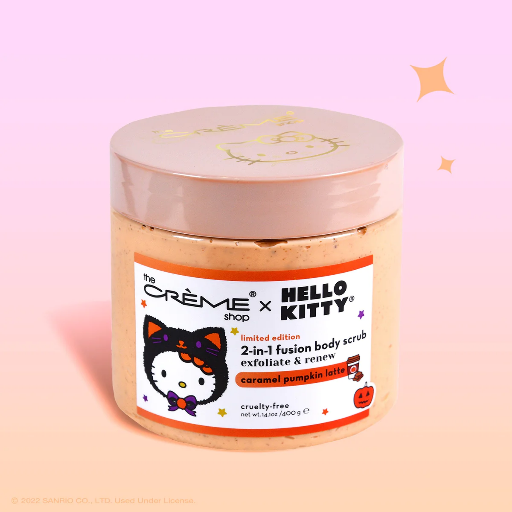 HELLO KITTY 2IN 1 FUSHION BODY SCRUB 14OZ-CARAMEL PUMKIN LATTE