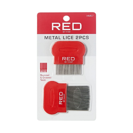 RED METAL LICE COMB 2PC