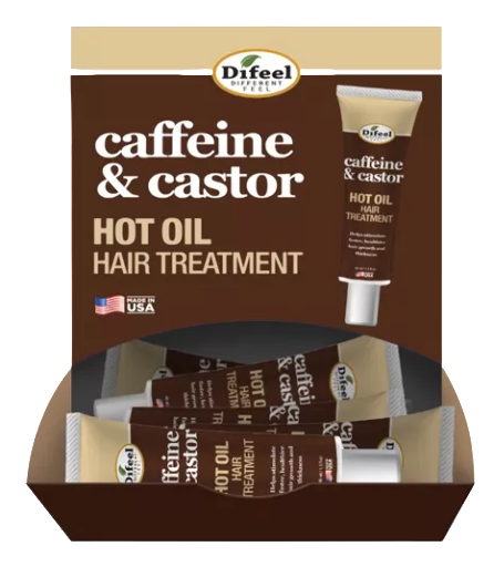 DIFEEL HAIR TREATMENT 1.5OZ - CAFFEINE&CASTOR HOT OIL (TUBE)