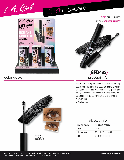 GPD482 - LA GIRL LIFT OFF MASCARA (18PCS) w/ DISPLAY