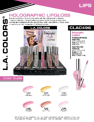 CLAC496 - HOLOGRAPHIC LIPGLOSS (36 PCS) w/ DISPLAY