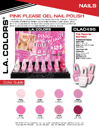 CLAC495 - LC PINK PLEASE COLOR CRAZE GEL NAIL POLISH SET (24PCS) w/ DISPLAY