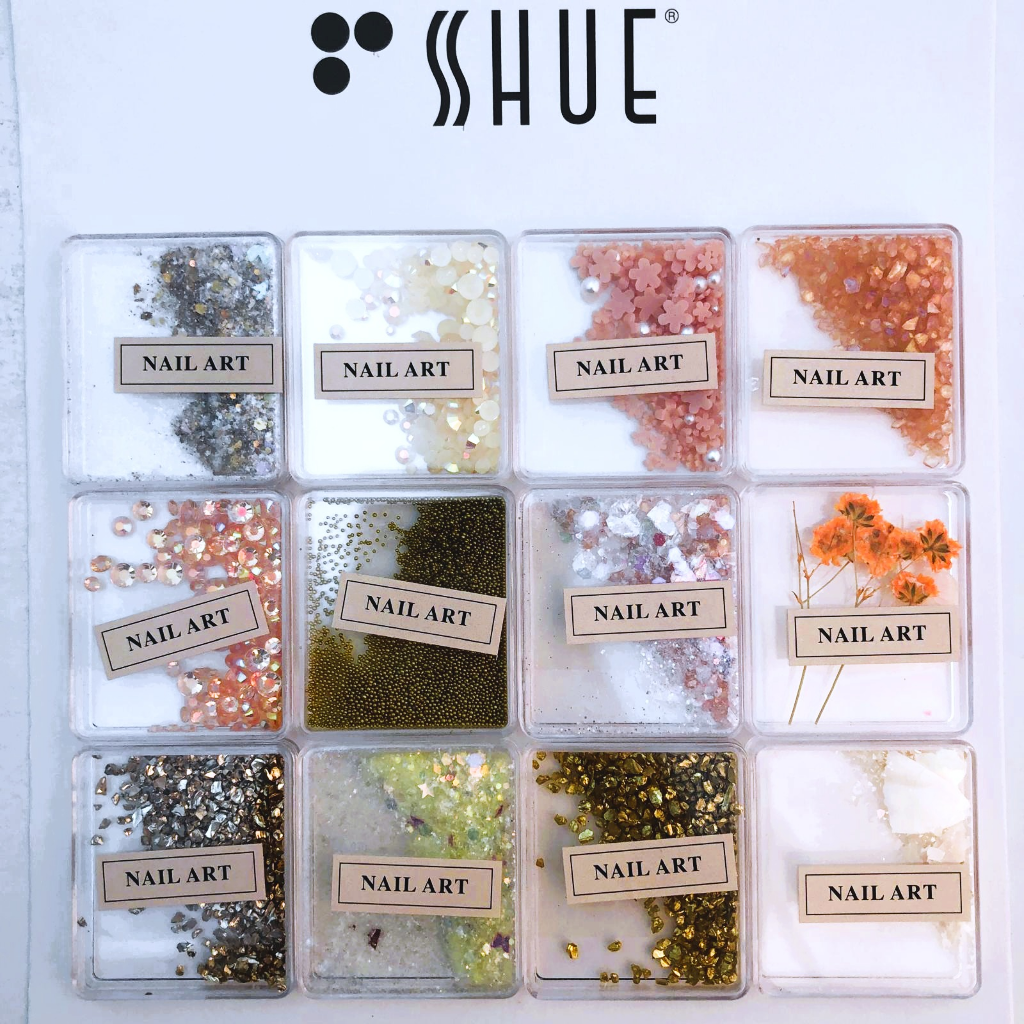 SHUE - 12 MINI BOX NAIL CHARM DECORATIONS/ORANGE/YELLOW