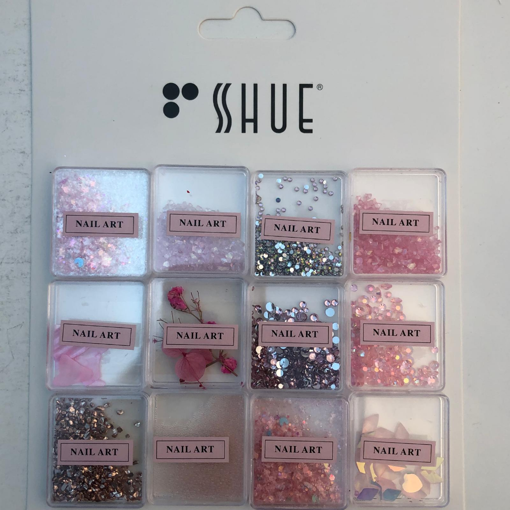 SHUE - 12 MINI BOX NAIL CHARM DECORATIONS/PINK