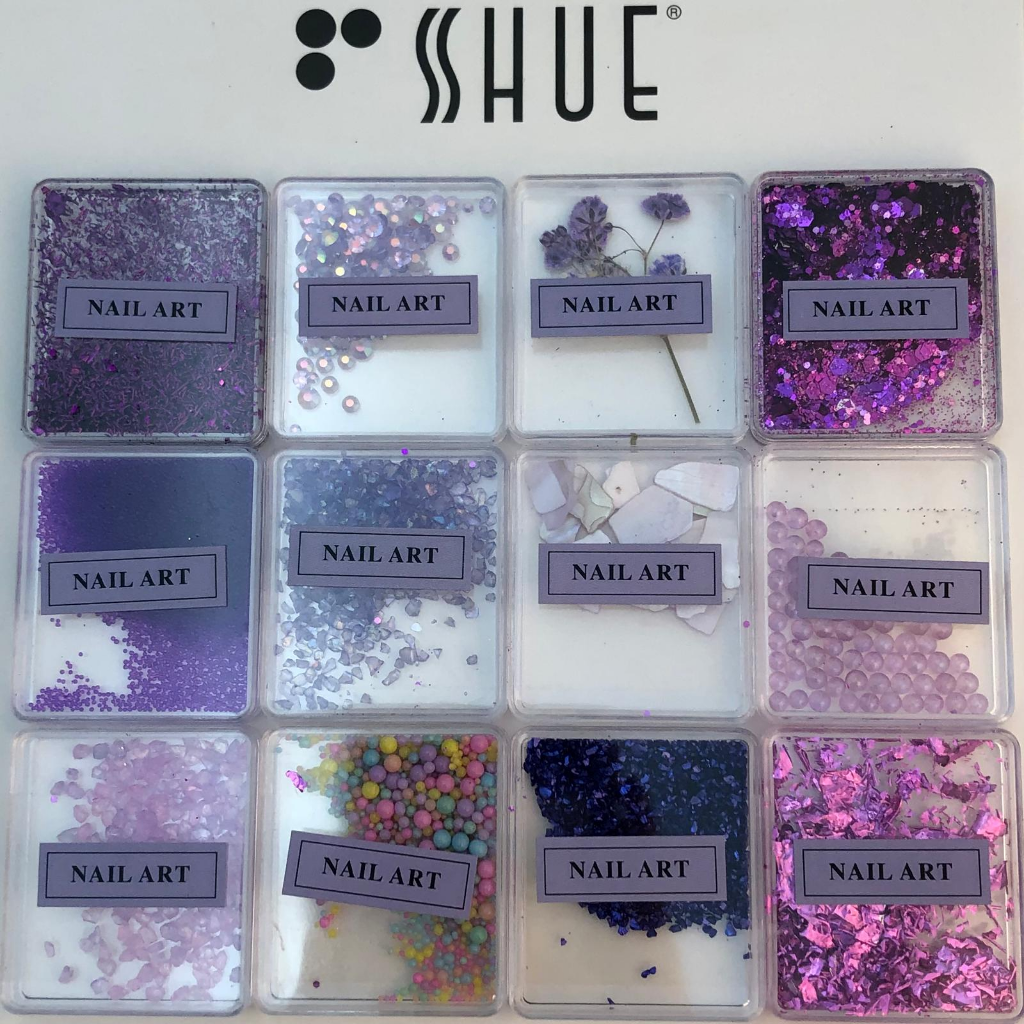 SHUE - 12 MINI BOX NAIL CHARM DECORATIONS - PURPLE