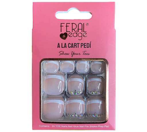 FERAL EDGE 24CT TOE NAIL TIP-FRENCH W/STONE