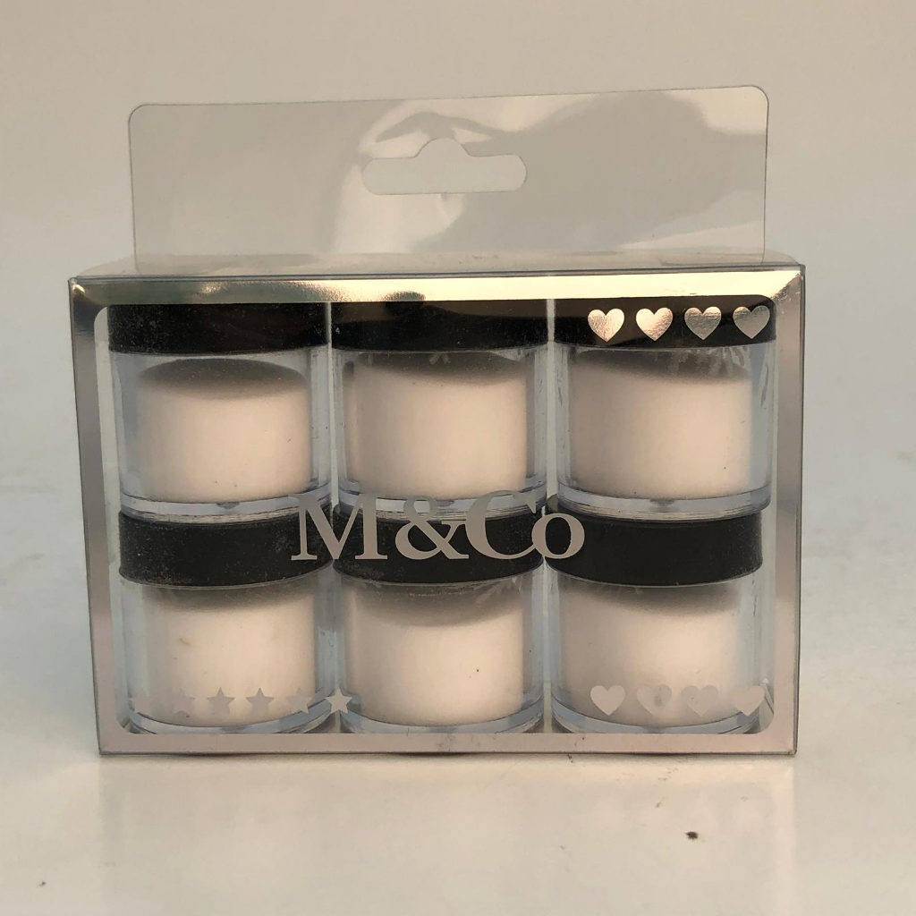 M&CO - 6PC HOLOGRAPHIC NAIL ART SEQUINS POWDER SET-OFF WHITE