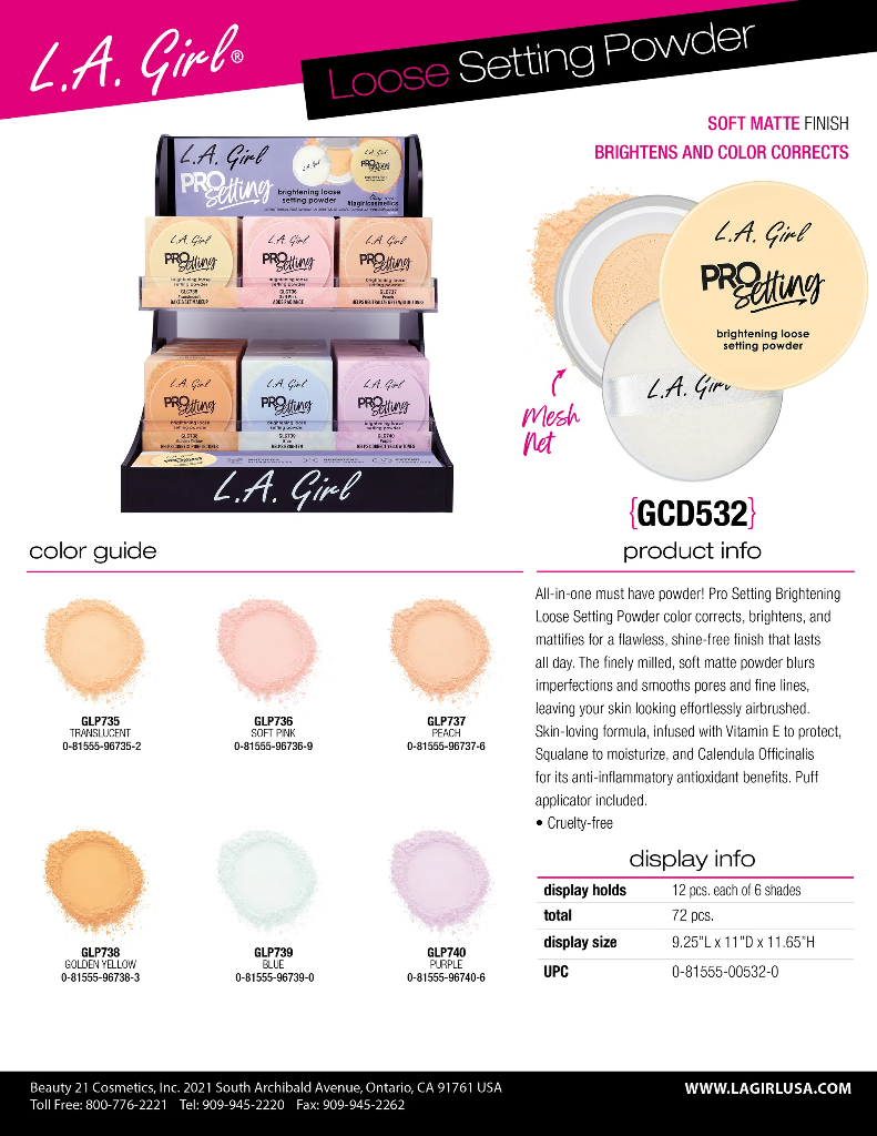 GCD532-LOOSE SETTING POWDER DISPLAY (72 pcs)