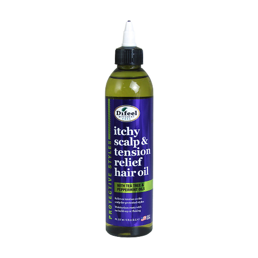 DIFEEL HAIR OIL 8OZ - ITCHY SCALP & TENSION RELIEF HAIR OIL w/ TEA TREE & PEPPERMINT OIL