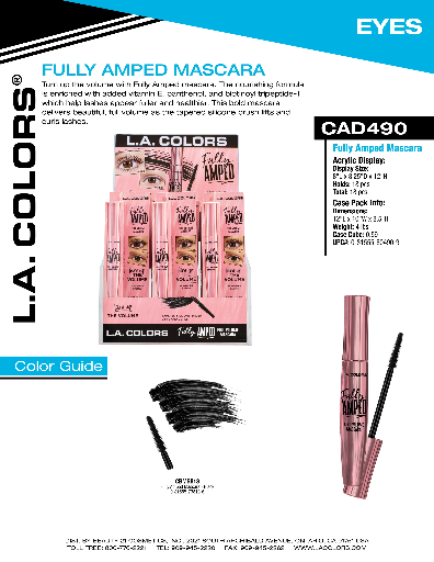 CAD490 - LA COLOR FULLY AMPED MASCARA (18pcs) w/ ACRYLIC DISPLAY