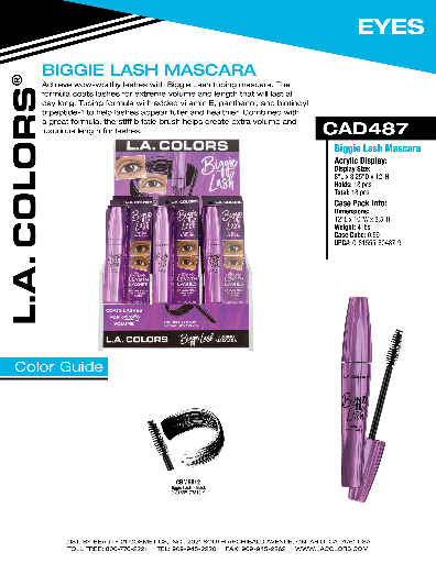 CAD487 - LA COLOR BIGGIE LASH MASCARA (18pcs) w/ ACRYLIC DISPLAY