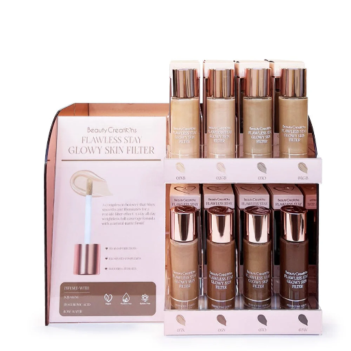 GLOWY SKIN FILTER FULL SET (4pcs/shade + 8 free testers; 32pcs total) w/ Acrylic Display