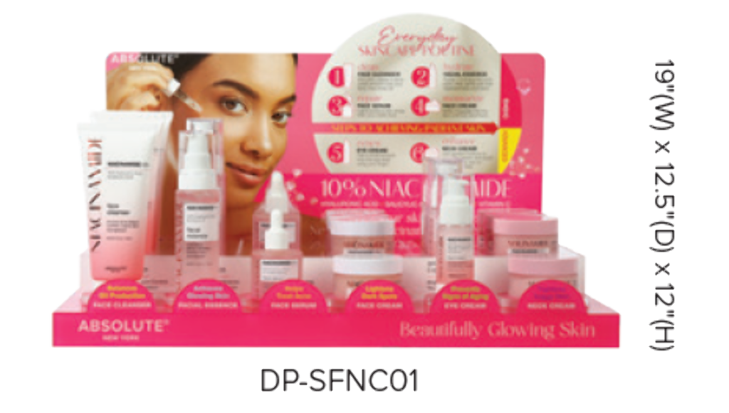 ABNY - 10% NIACINAMIDE FULL SKINCARE ROUTINE FULL SET (6SKUS, 3PCS/SKU, 18PCS TOTAL + FREE TESTERS) w/ ACRYLIC DISPLAY