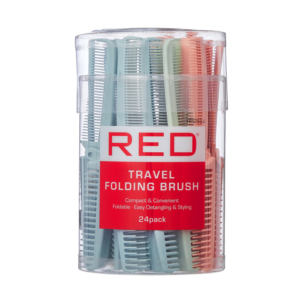 RED TRAVEL FOLDING BRUSH&COMB