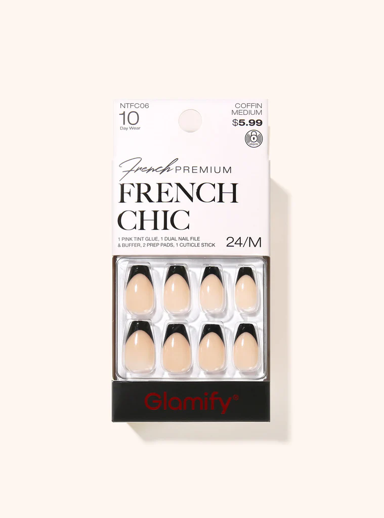 Nail Tip: FRENCH CHIC- COFFIN MEDIUM