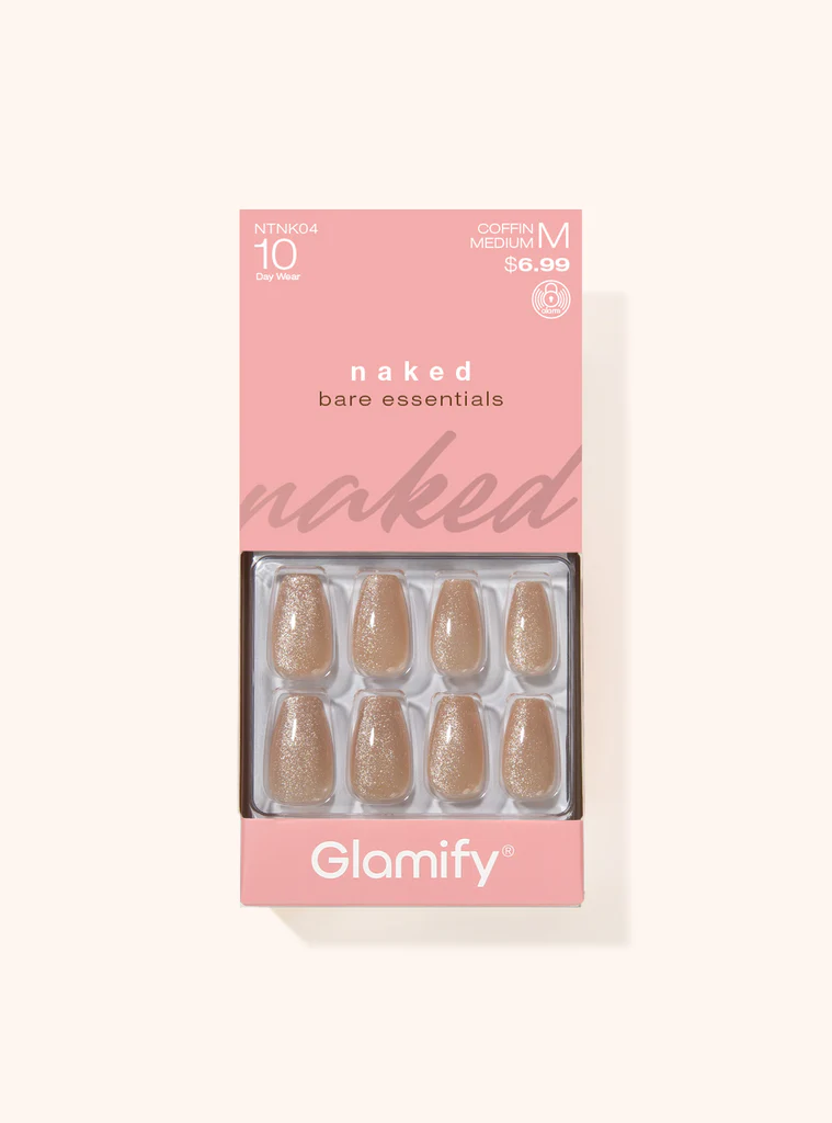 Nail Tip: NAKED (BARE)- COFFIN MEDIUM