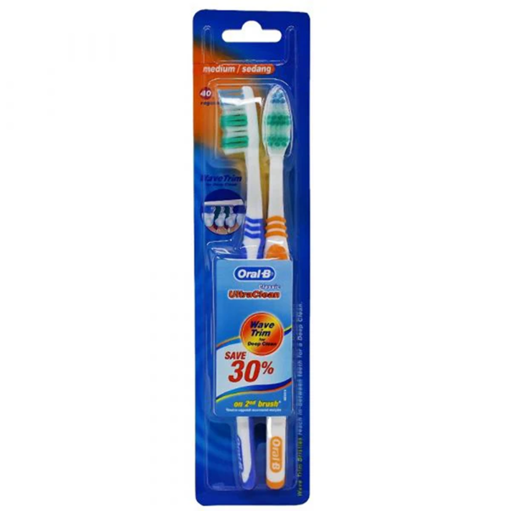 ORAL B CLASSIC ULTRACLEAN TOOTHBRUSH 2PK