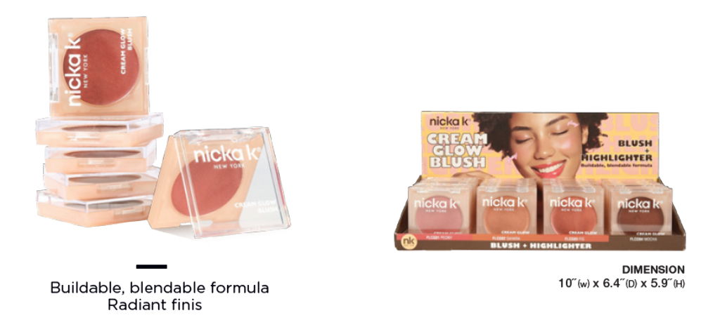CREAM GLOW BLUSH + HIGHLIGHTER (DISPLAY w/ 6PCS EACH SHADE)