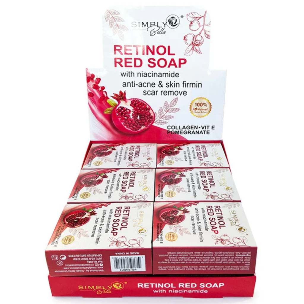SIMPLY BELLA - RETINOL RED SOAP WITH NIACINAMIDE ANTI ACNE & SKIN FIRMING SCAR REMOVE