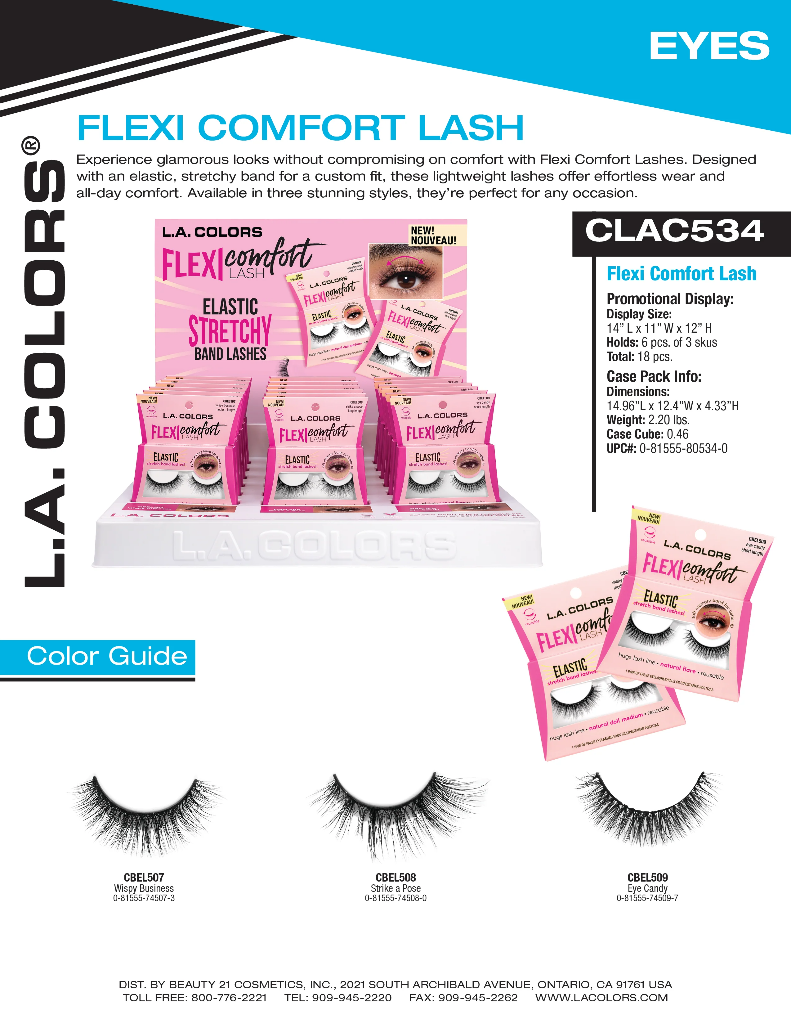 18PC FLEXI COMFORT LASHES (3 STYLE, 6PCS/STYLE, 18PCS TOTAL) w/ DISPLAY