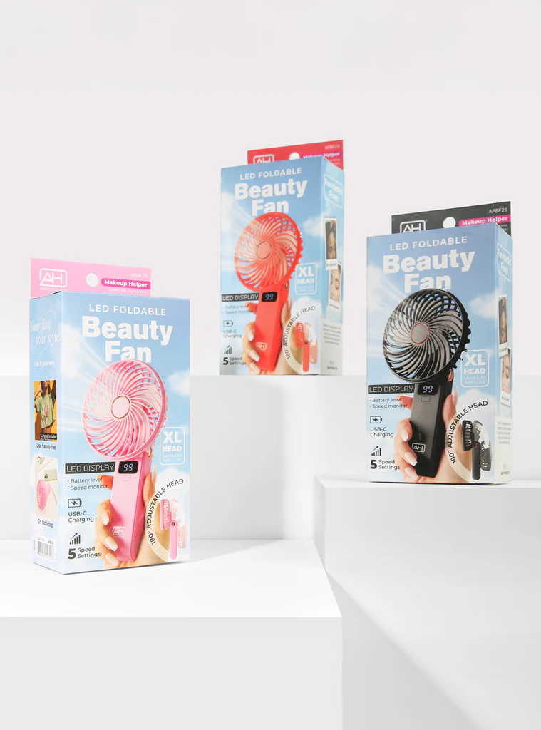 BEAUTY FAN - LED FOLDABLE (BLACK)
