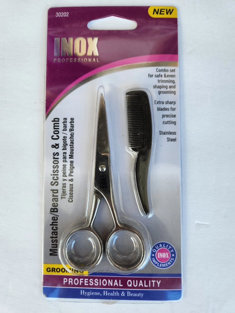 INOX PROFESSIONAL - MUSTACHE/BEARD SCISSORS & COMB