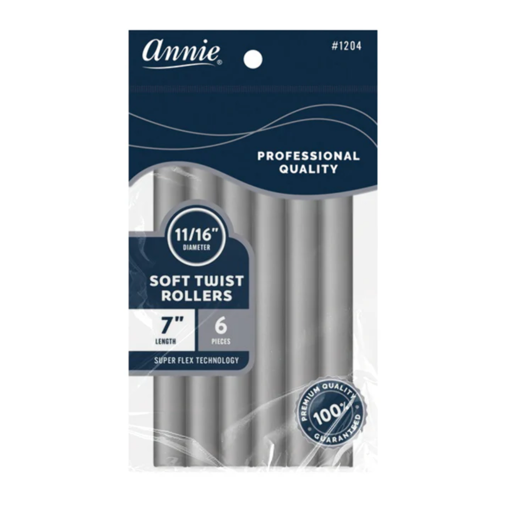ANNIE SOFT TWIST ROLLERS 7IN 6CT GRAY
