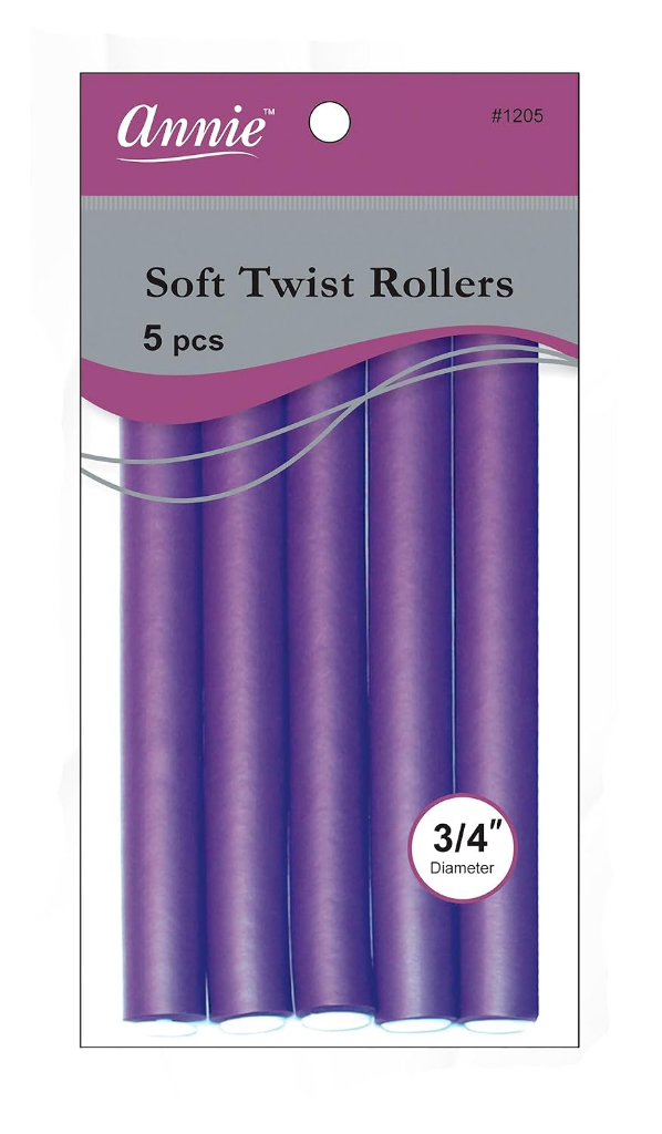 ANNIE SOFT TWIST ROLLERS 7IN 5CT PURPLE