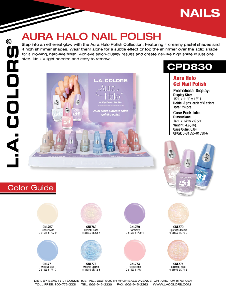 LA COLORS AURA HALO NAIL POLISH