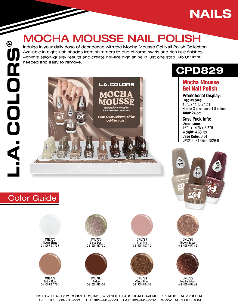 LA COLORS MOCHA MOUSSE NAIL POLISH SET
