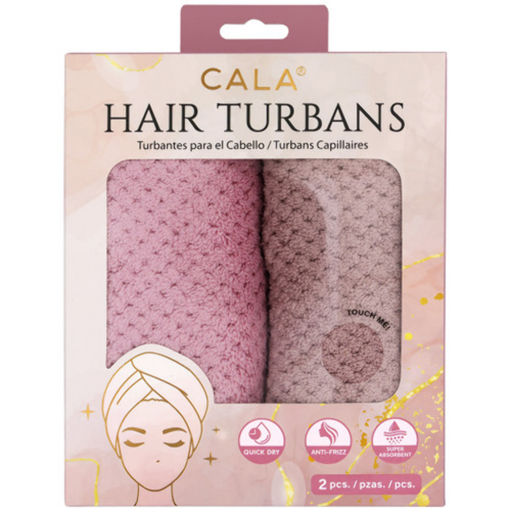 HAIR TURBANS 2PC PINK SHADE