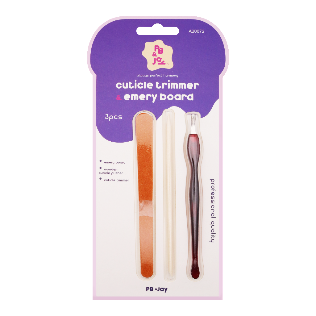 PB&JAY - CUTICLE TRIMMER & EMERY BOARD 3PK