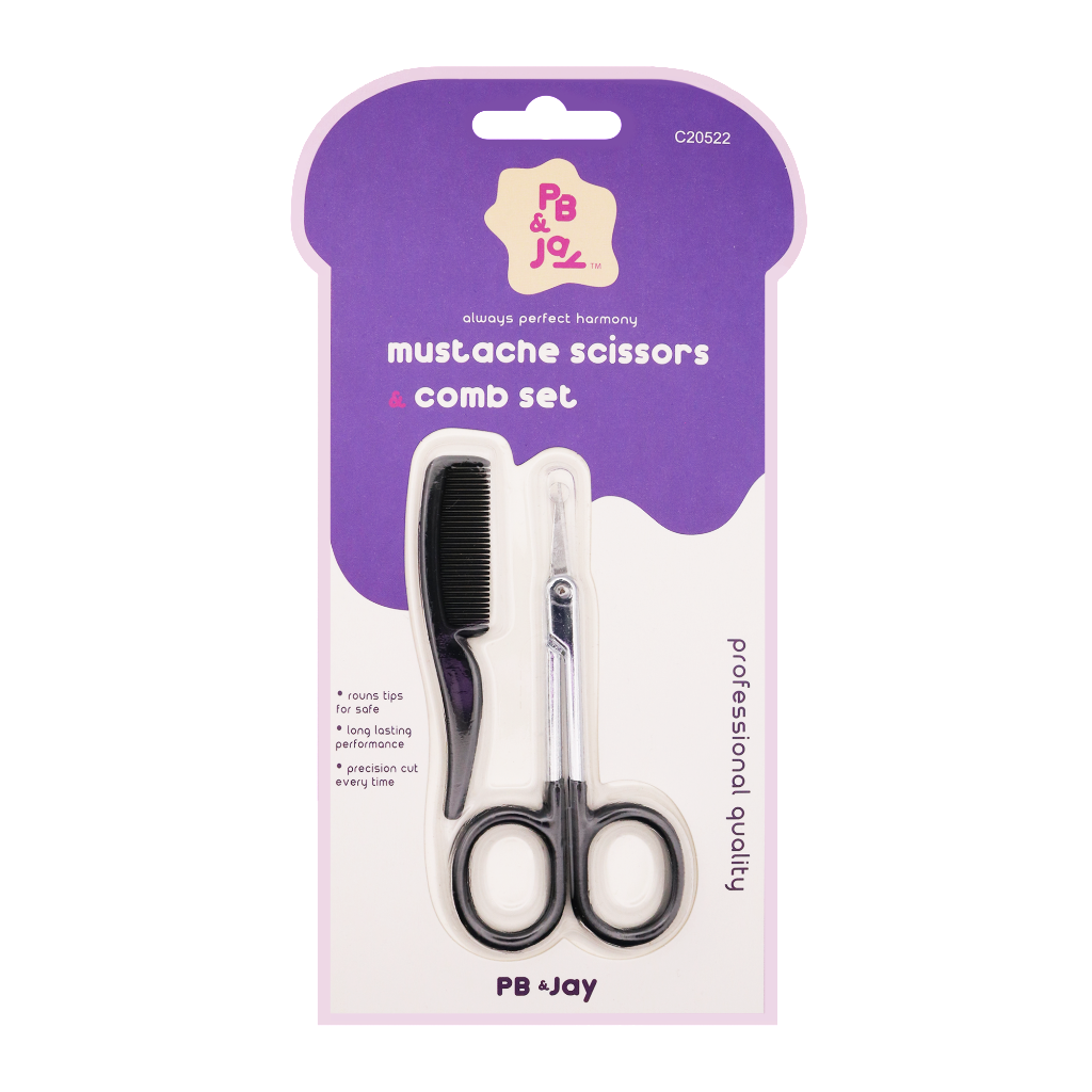 PB&JAY - MUSTACHE SCISSORS & COMB SET