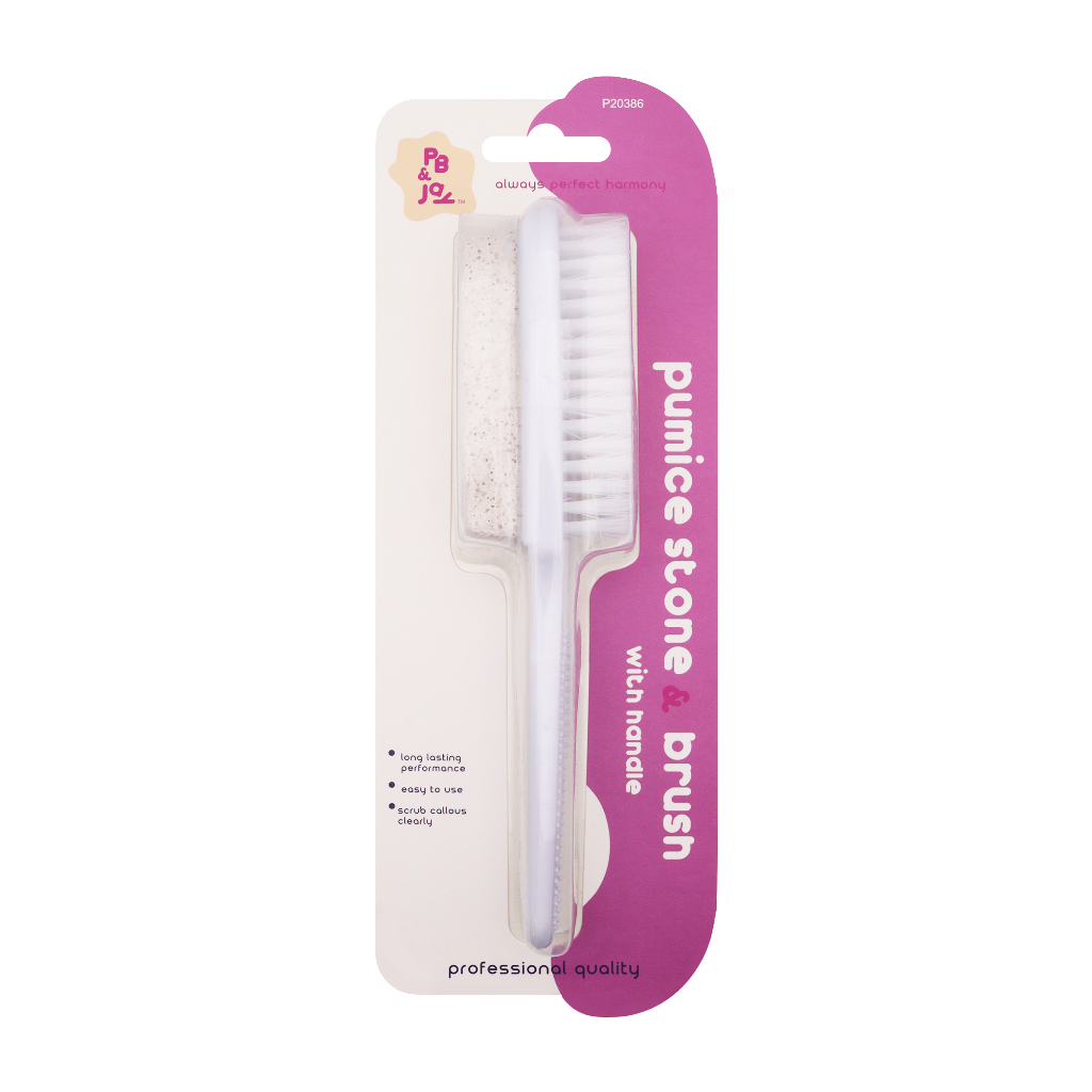 PB&JAY - PUMICE STONE & BRUSH W/ HANDLE 2IN1